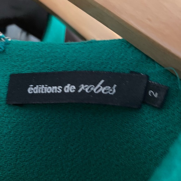 Jewel Tone Emerald Wool Crepe Dress by Editions des Robes - Picture 7 of 7